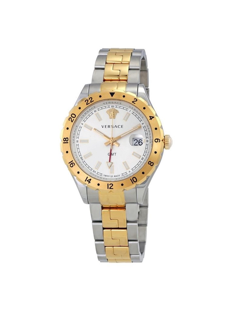 Nwt Versace Hellenyium Gmt Silver Dial Mens Watch
